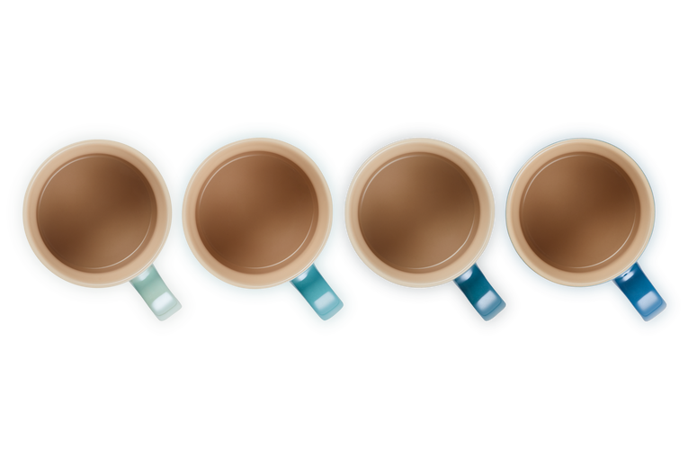 Stoneware Metallics Set of 4 Mugs Blue