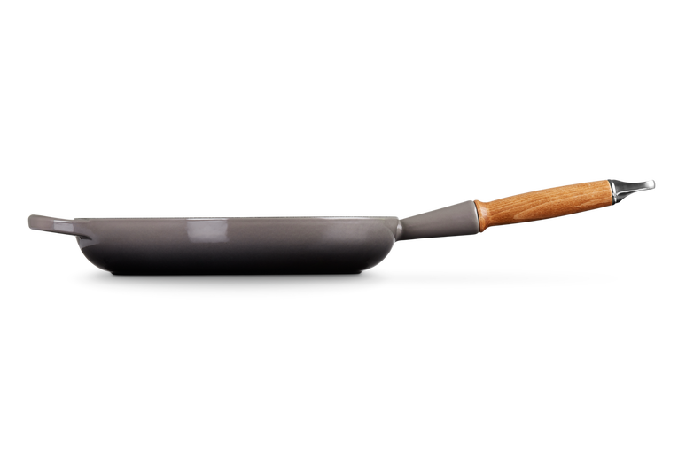 Poêle à frire en fonte avec manche en bois