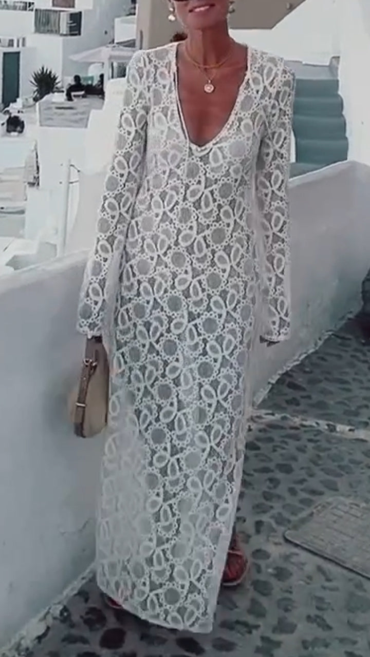 Women's V-neck Hollow Casual Holiday Dress