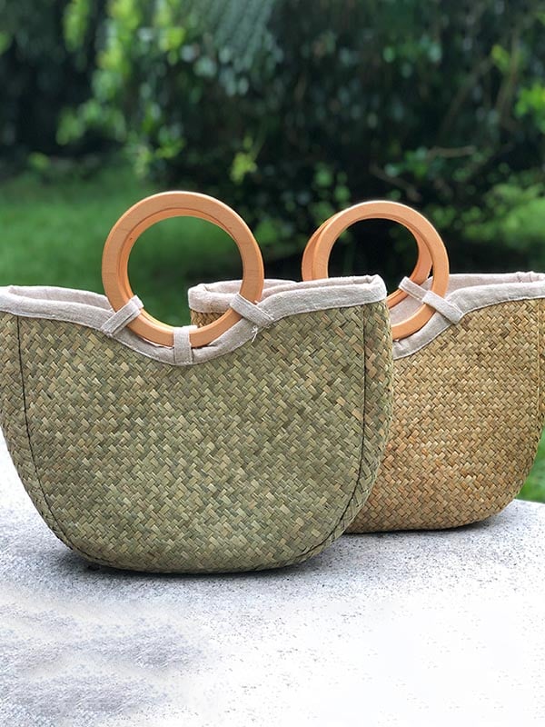 Cotton and hemp style simple and versatile straw handmade bag