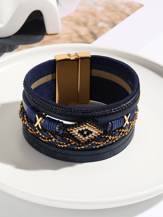 Women's Vintage Bohemian Handmade Braided Leather Bracelet Wristband