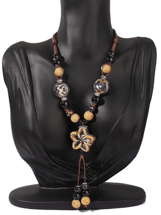 Women'S Vintage Turquoise Rice Bead Necklace