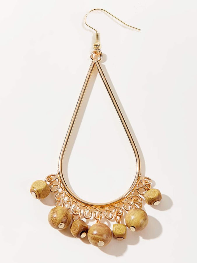 Women'S Vintage Alloy Stitching Wood Earrings