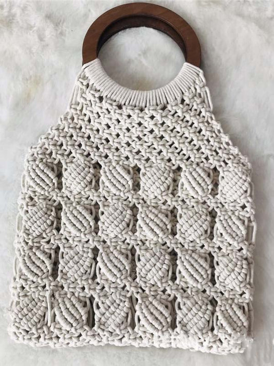 Women's Cotton Mesh Unlined Straw Bag