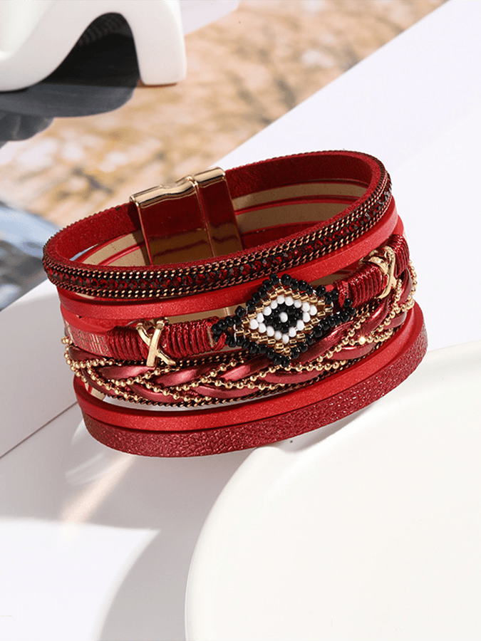 Women's Vintage Bohemian Handmade Braided Leather Bracelet Wristband
