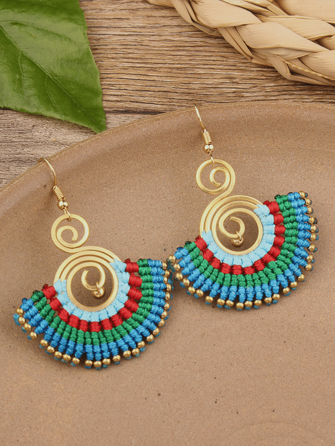 Women'S Vintage Alloy Stitching Wood Earrings