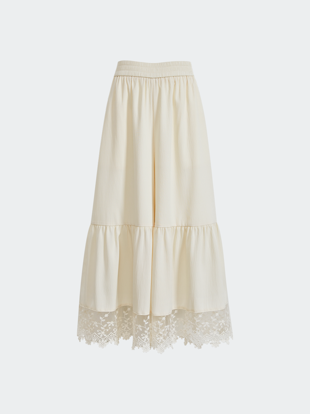 High-Waist Lace Trim Culotte Skirt Pants