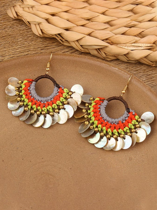 Women'S Vintage Alloy Stitching Wood Earrings