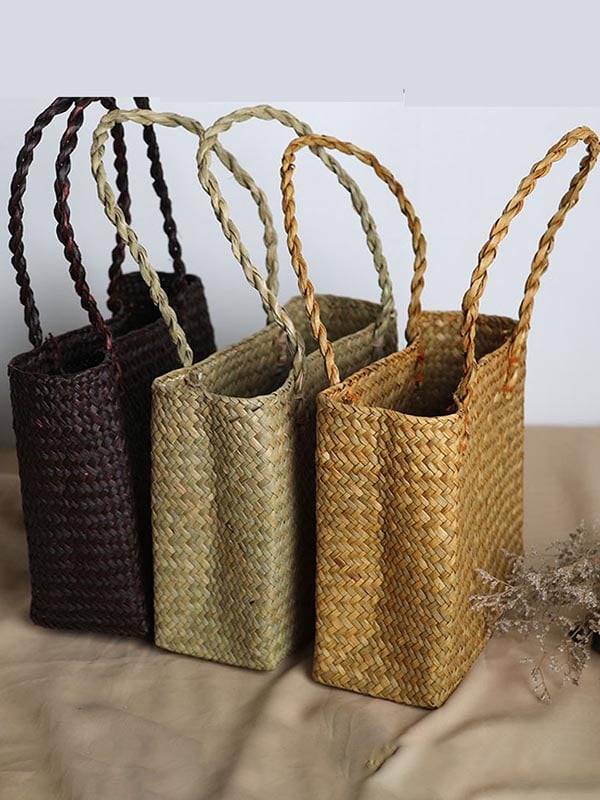 Cotton Flax Forest Straw Creative Handmade Bag
