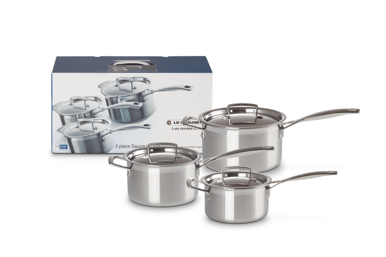 3-ply Stainless Steel 3-piece Saucepan Set