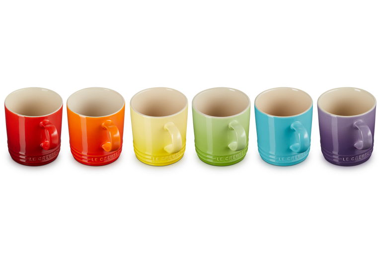 Ensemble de 6 tasses arc-en-ciel en grès 