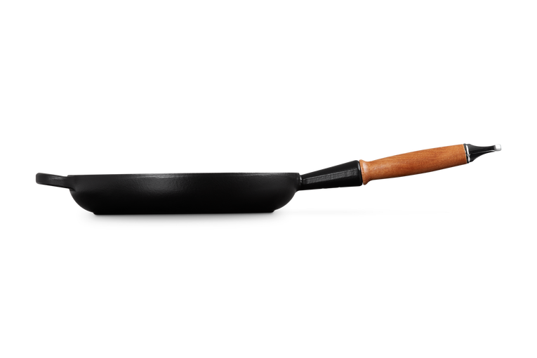 Poêle à frire en fonte avec manche en bois 