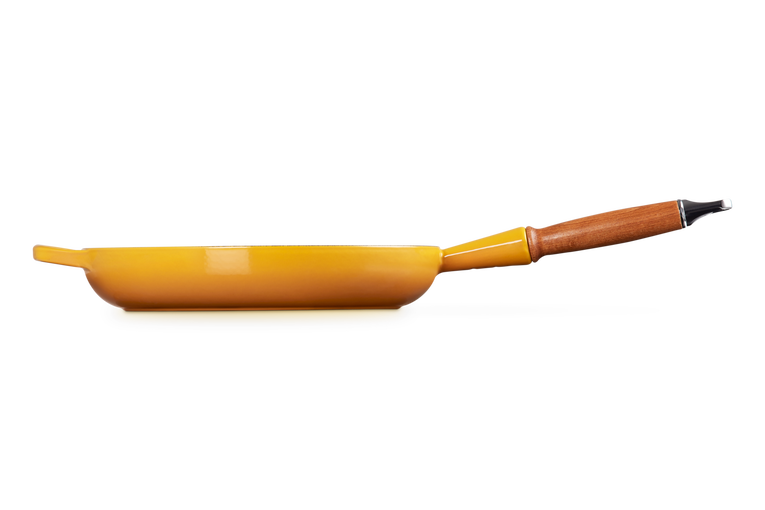 Poêle à frire en fonte avec manche en bois 