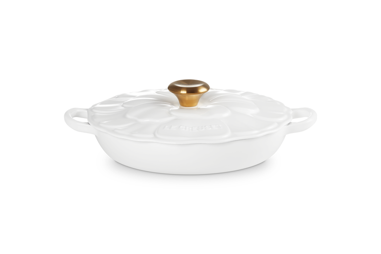 Casserole peu profonde en forme de pétale en fonte 