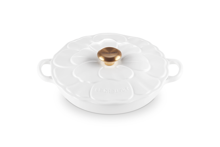 Casserole peu profonde en forme de pétale en fonte 
