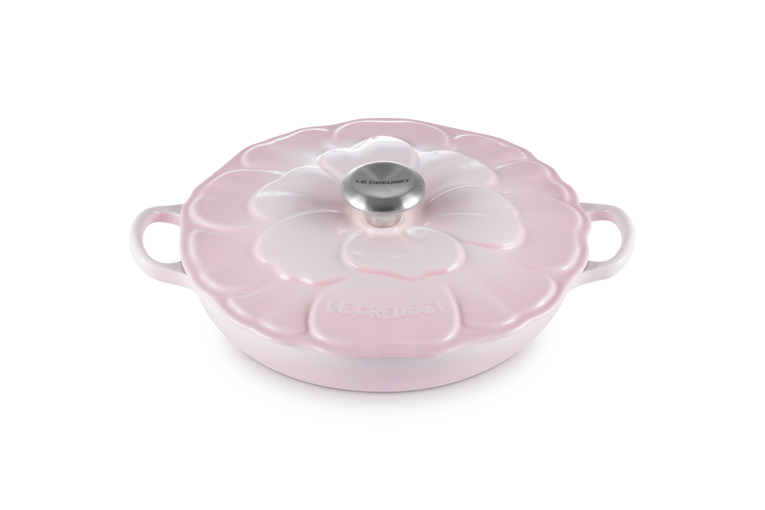 Casserole peu profonde en forme de pétale en fonte 