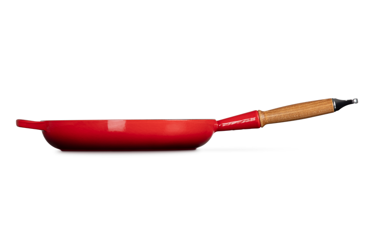 Poêle à frire en fonte avec manche en bois 