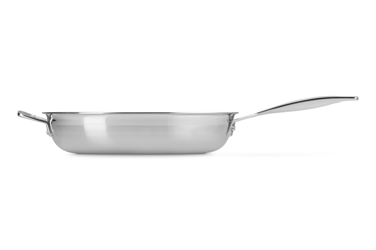 3-ply Stainless Steel Uncoated Frying Pan with Helper Handle