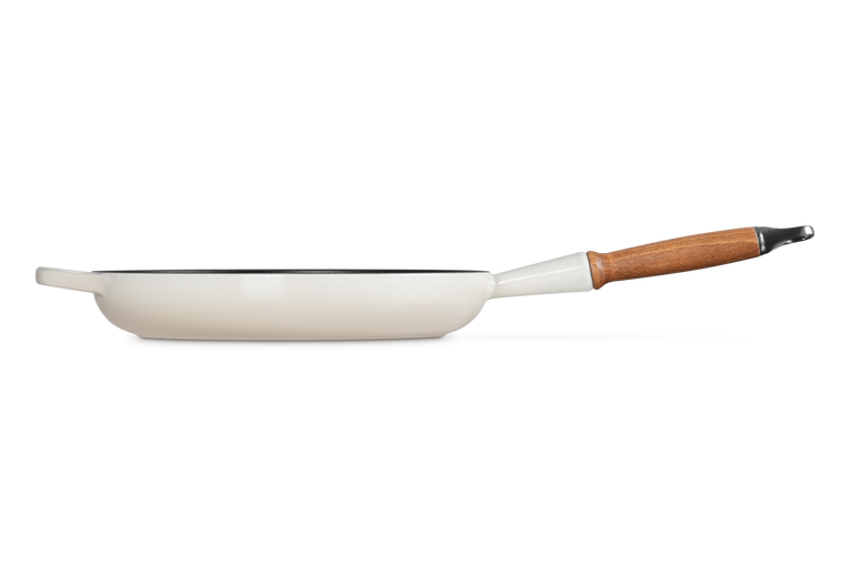 Poêle à frire en fonte avec manche en bois 