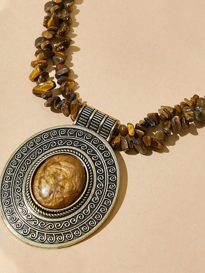 Women'S Vintage Turquoise Rice Bead Necklace