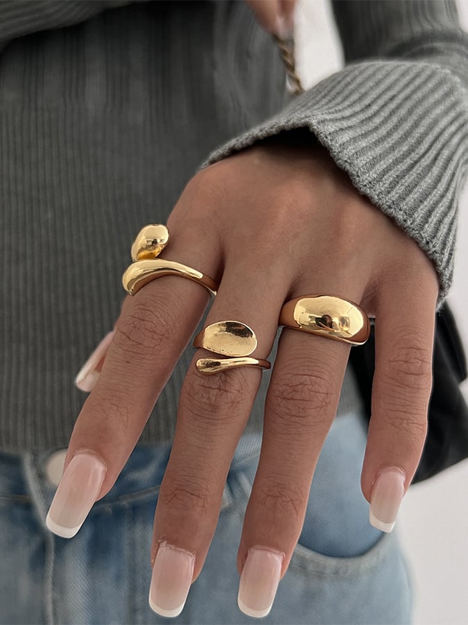 Ensemble de bagues ouvertes géométriques irrégulières et lisses pour femmes 