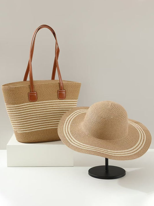 Holiday Straw Woven Bag + Woven Hat Set