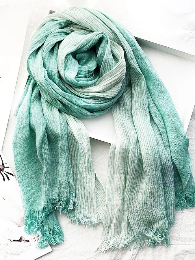 Women'S Striped Cotton And Linen Scarf