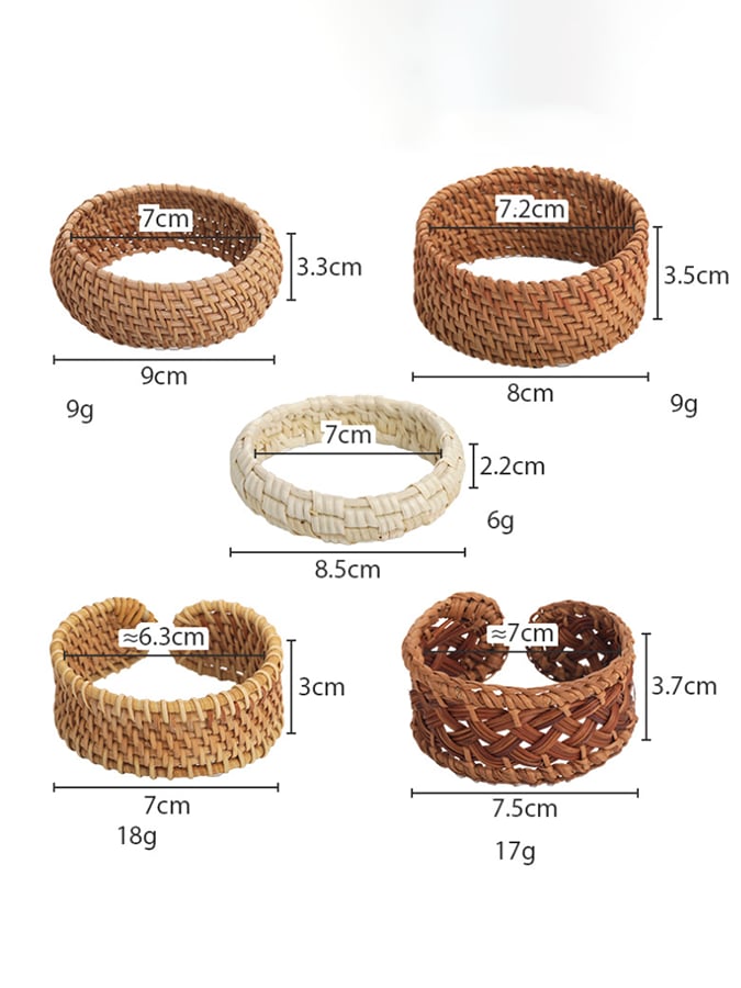 Bracelet en rotin tressé style ethnique rétro pour femme 
