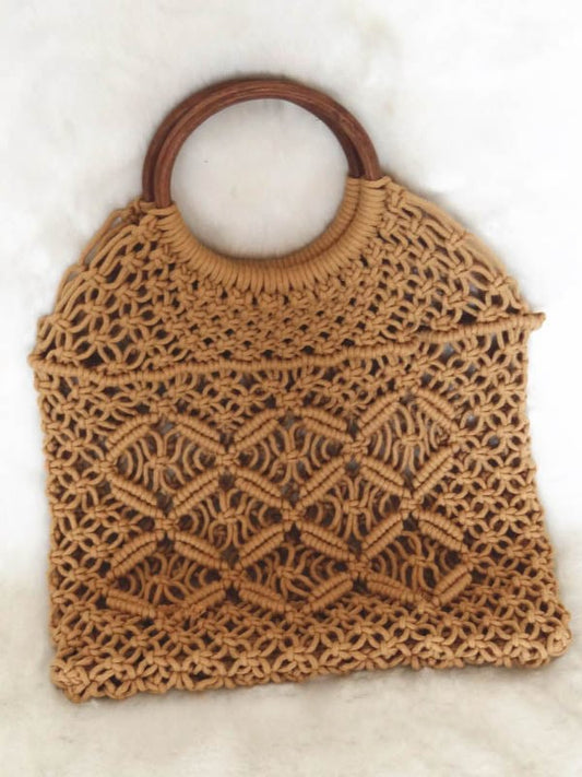 Women's Cotton Mesh Unlined Straw Bag