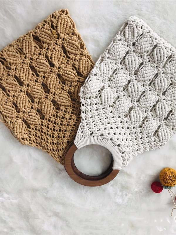 Women's Cotton Mesh Unlined Straw Bag