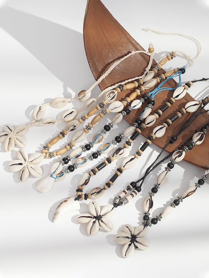 Collier vintage pour femme en coquillages naturels 