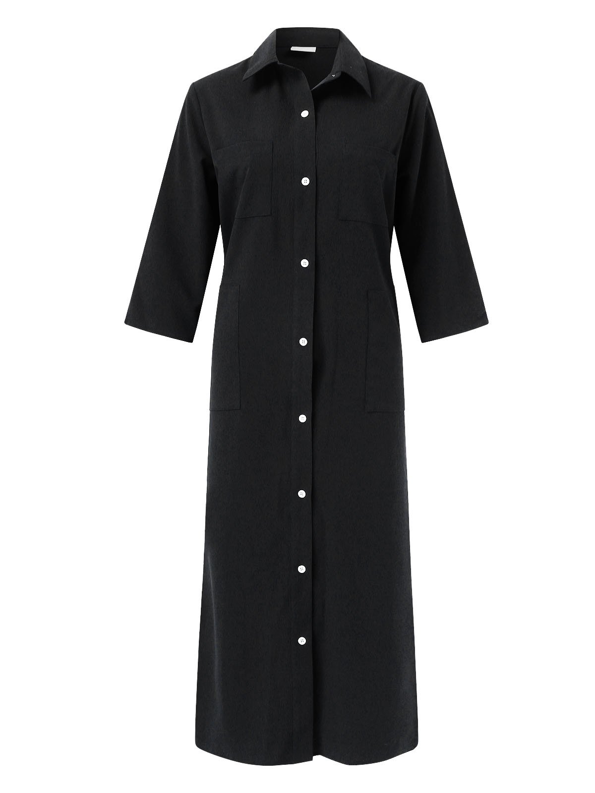 Women's Casual Solid Color Shirt Long Dress