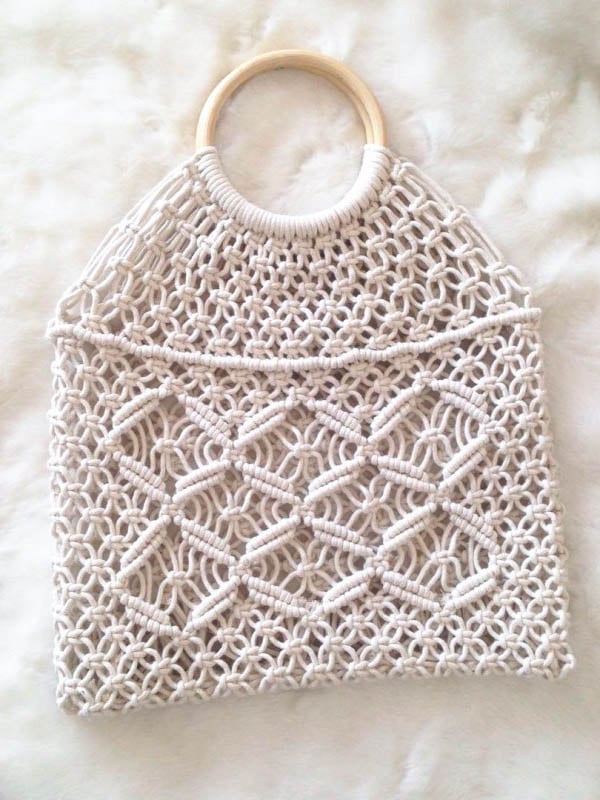 Sac en paille non doublé en maille de coton pour femme 