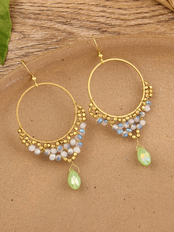 Women'S Vintage Alloy Stitching Wood Earrings