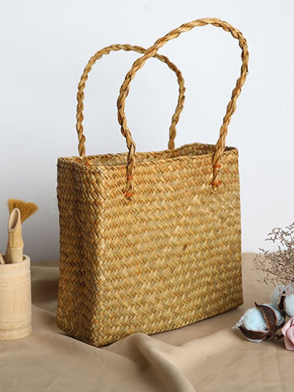 Cotton Flax Forest Straw Creative Handmade Bag