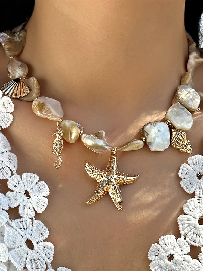 Women's Retro Bull Head Clavicle Exotic Ethnic Style Cactus Stacked Beaded Necklace