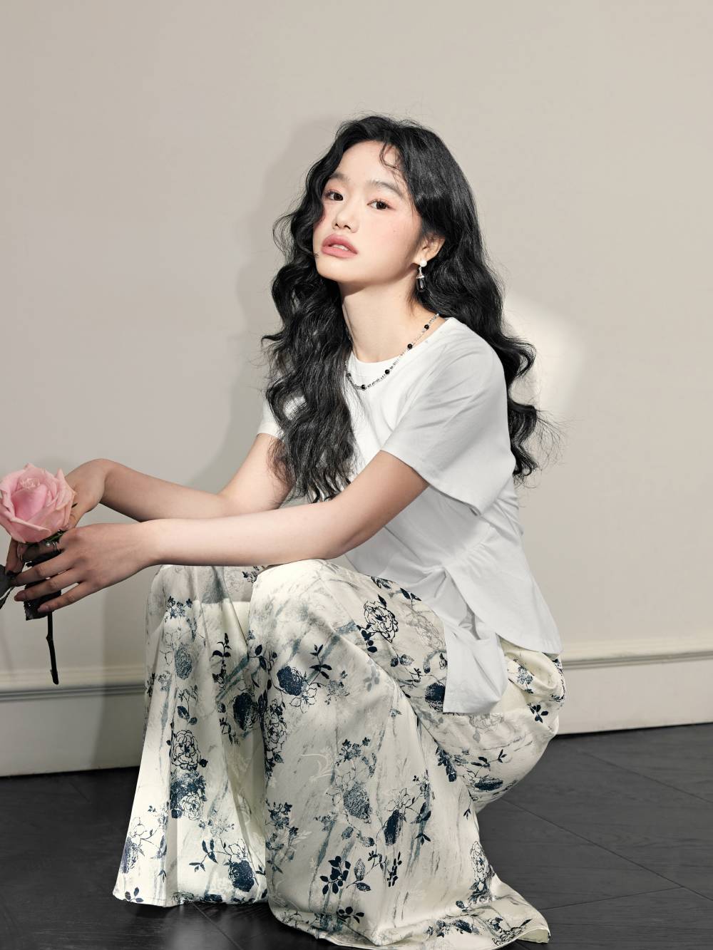 Ink Painting Jacquard Wide Leg Palazzo Pants