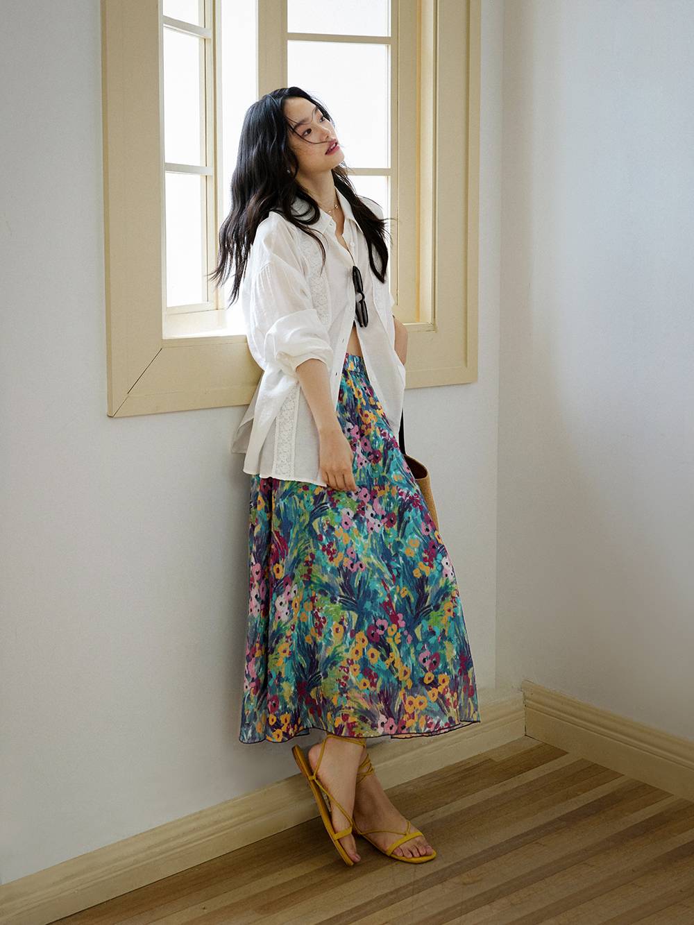 French Oil Painting Floral Print Elastic Waist Skirt ✨Free Shipping✨