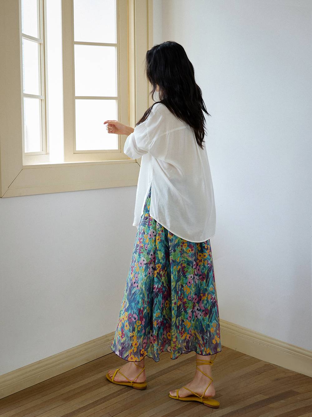 French Oil Painting Floral Print Elastic Waist Skirt ✨Free Shipping✨