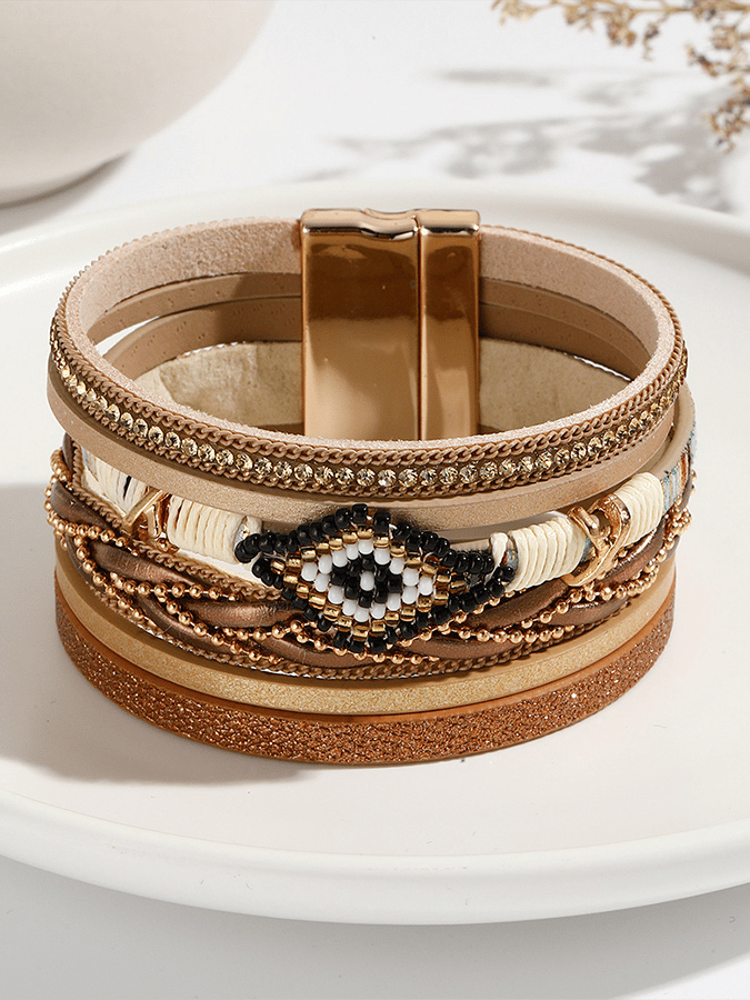 Women's Vintage Bohemian Handmade Braided Leather Bracelet Wristband