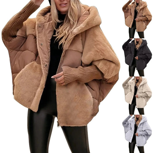 Onsandy Cream Faux Fur Quilted Puffer Coat: Chic Warmth for Winter Days