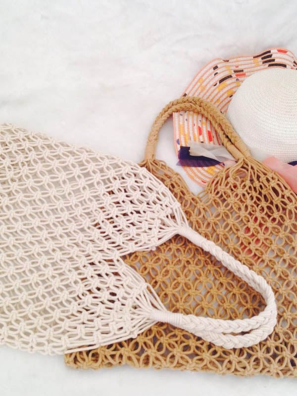 Women's Cotton Mesh Unlined Straw Bag