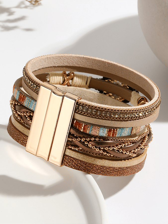 Women's Vintage Bohemian Handmade Braided Leather Bracelet Wristband