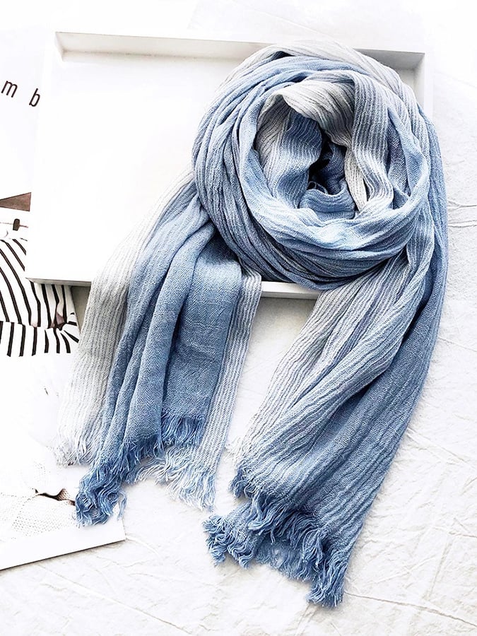 Women'S Striped Cotton And Linen Scarf