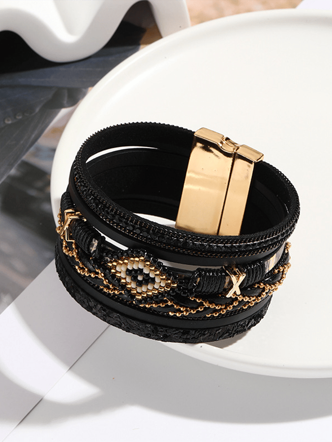 Women's Vintage Bohemian Handmade Braided Leather Bracelet Wristband