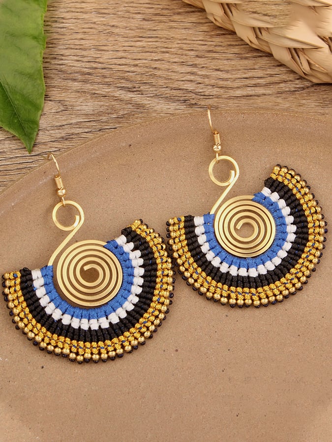 Women'S Vintage Alloy Stitching Wood Earrings