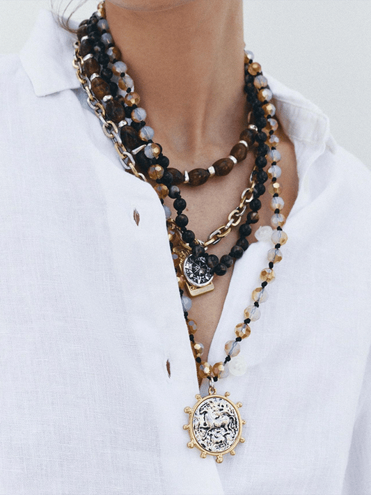 Women'S Vintage Turquoise Rice Bead Necklace