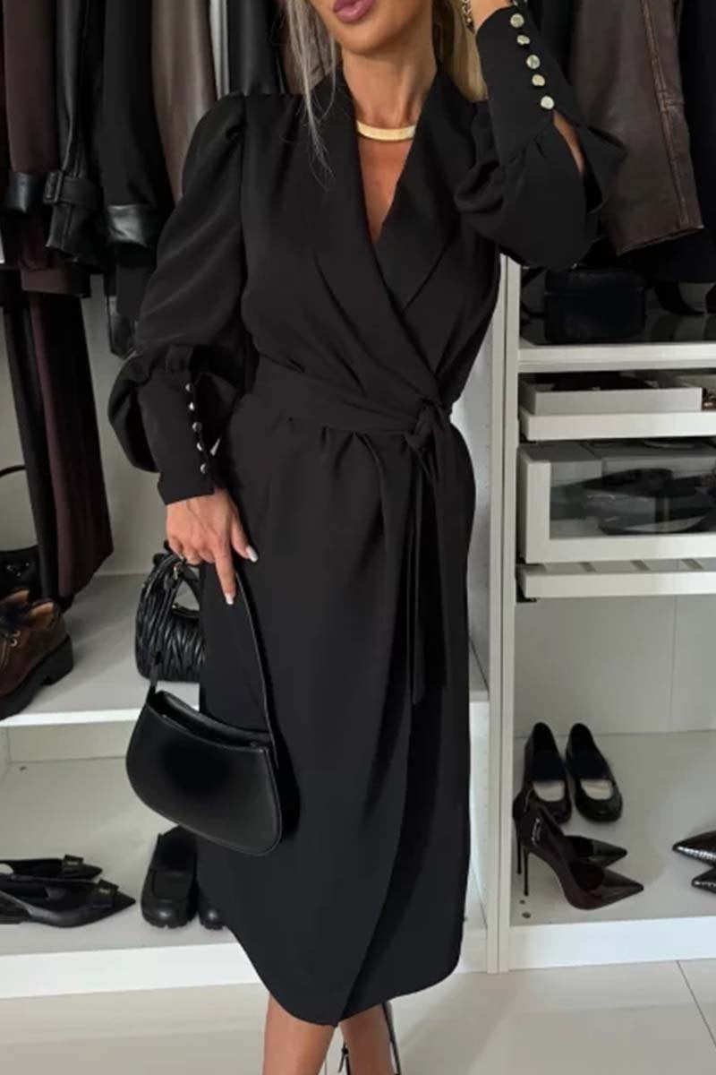 Women's Solid Color Elegant V-neck Dress