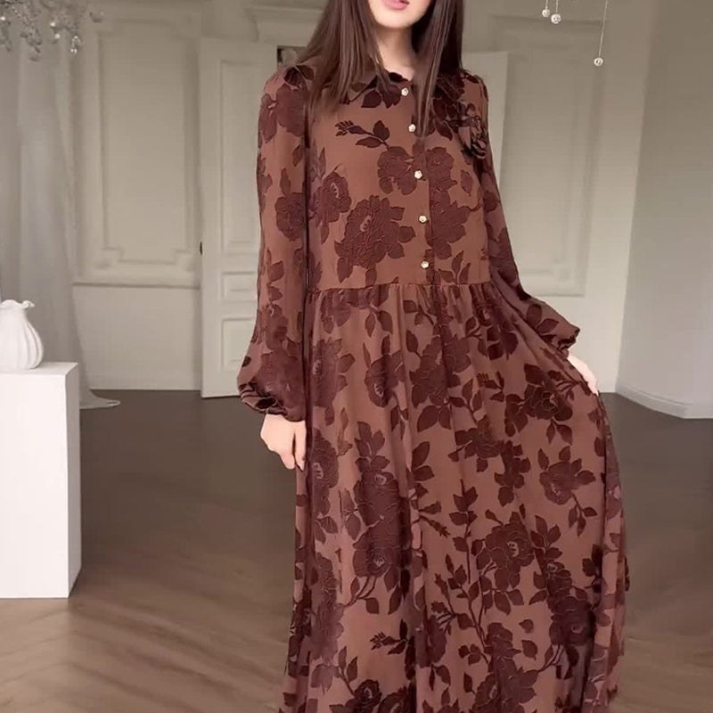 Robe ceinturée imprimée intégrale pour femme