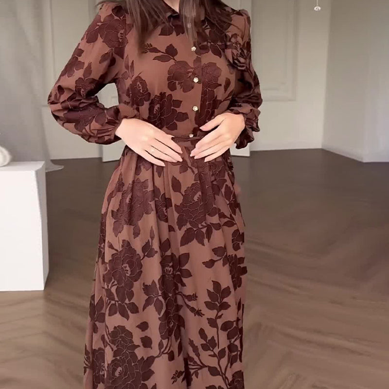 Robe ceinturée imprimée intégrale pour femme